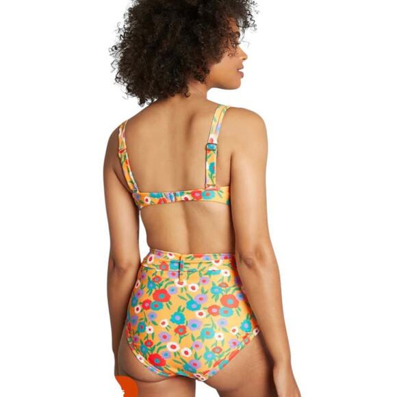 ModCloth NWT Greta 70’s Inspired Floral Print High-Waisted Bikini Bottom Size XL - Picture 1 of 14